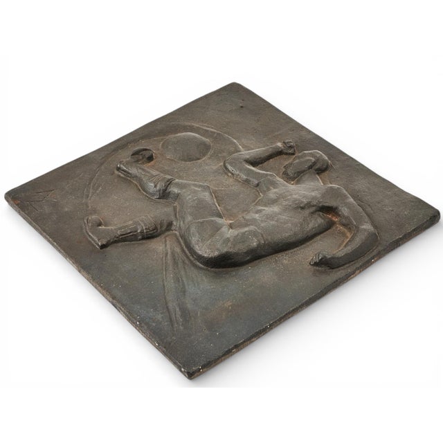 Allan Ebeling, Art Deco Modernist Wall Relief of a Football Player, 1930s, Cast Iron For Sale - Image 9 of 14