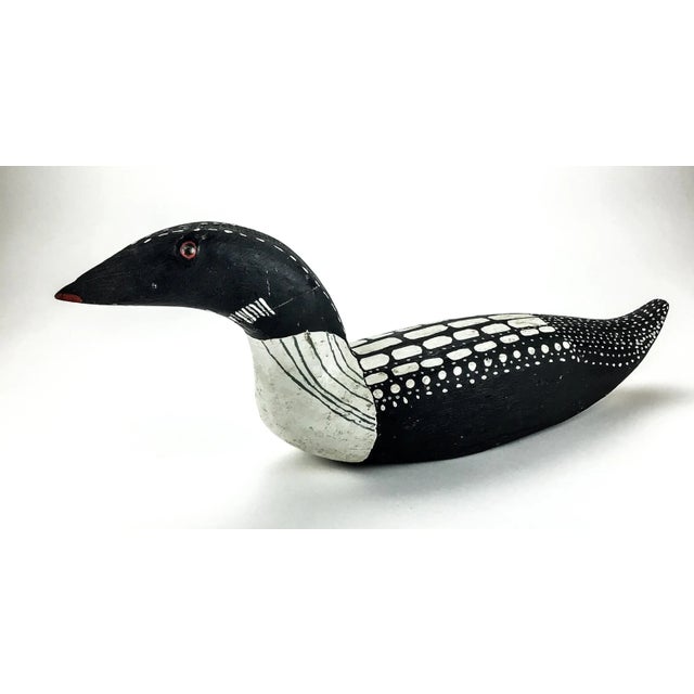 Mid-Century Modern Vintage Wood Carved Folk Art Duck Statue Decoy For Sale - Image 3 of 13