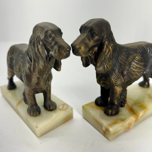 Onyx Pair of Mid Century Modern Dog Book Ends on Onyx Bases For Sale - Image 8 of 12