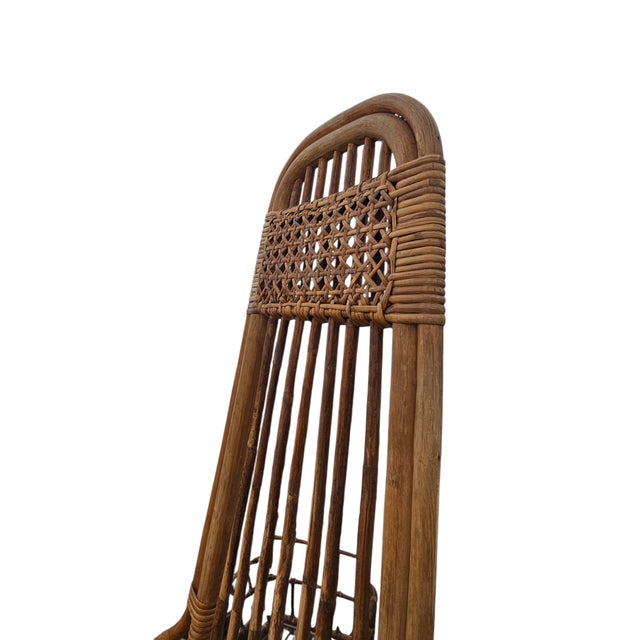 Wood Pair of Wicker Chairs Form 1960 Attributed to Russel Wright For Sale - Image 7 of 11