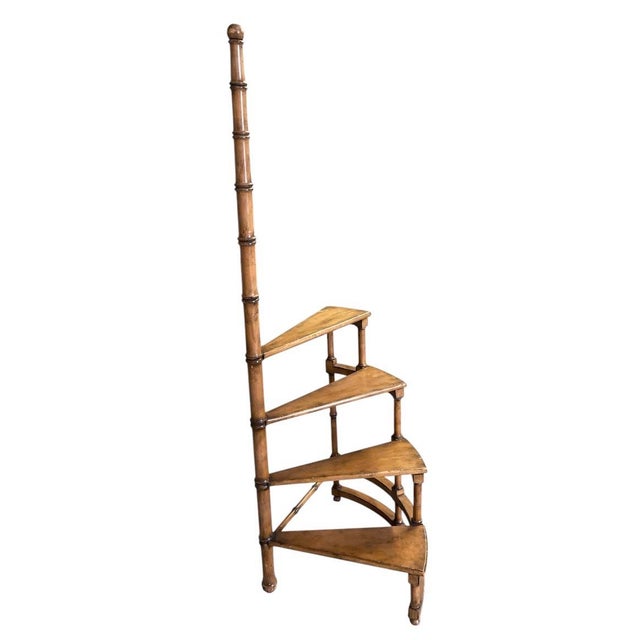 Vintage Faux Bamboo Spiral Library Steps & Display Stand For Sale In West Palm - Image 6 of 12