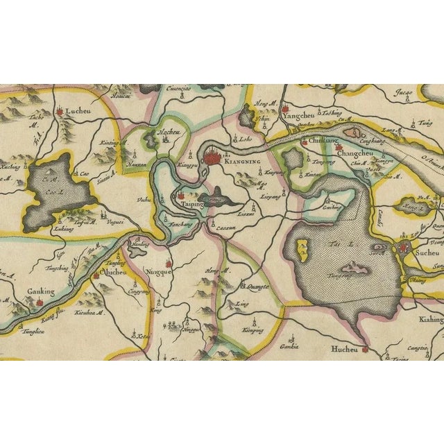 Antique Map of Nanjing Province by Blaeu, 1655 For Sale - Image 6 of 7