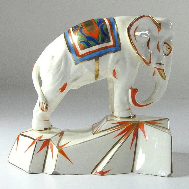 Handpainted Elephant Bookend Figure from Royal Dux, 1930s For Sale - Image 9 of 11