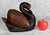 - Original 1940's Chinese Figural Swan Jar - Black Lacquer Over Plaster with Hand Painted Red Accenting - Lidded Back with...