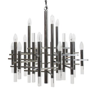 Acrylic Glass and Chrome Chandelier from Gaetano Sciolari, 1970s For Sale