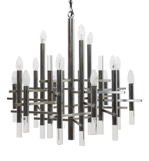 Acrylic Glass and Chrome Chandelier from Gaetano Sciolari, 1970s
