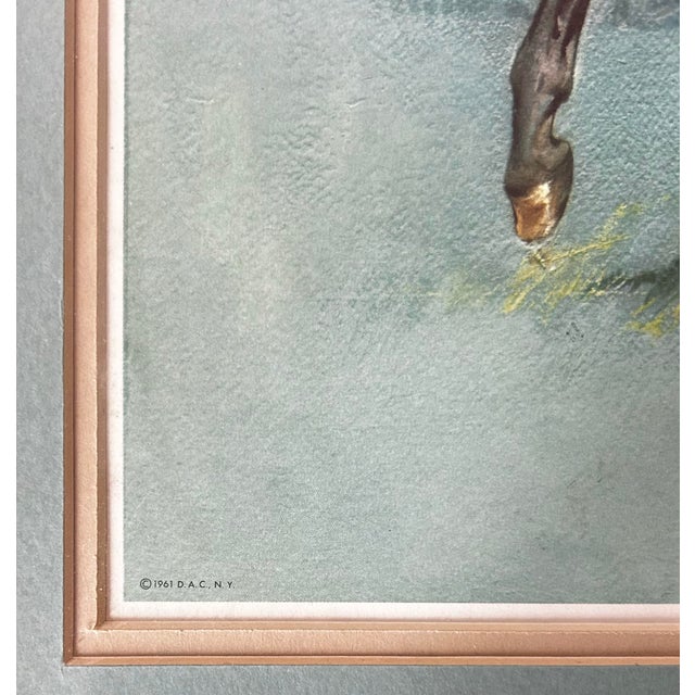 Paper Vintage 1961 Framed Print of a Horse Running With Colt For Sale - Image 7 of 8