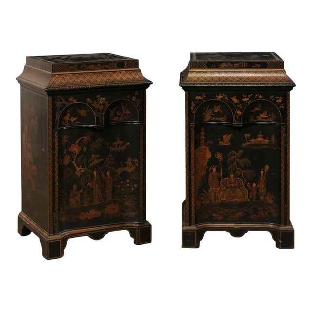 Pair 1920s Chinoiserie Painted Cabinets For Sale