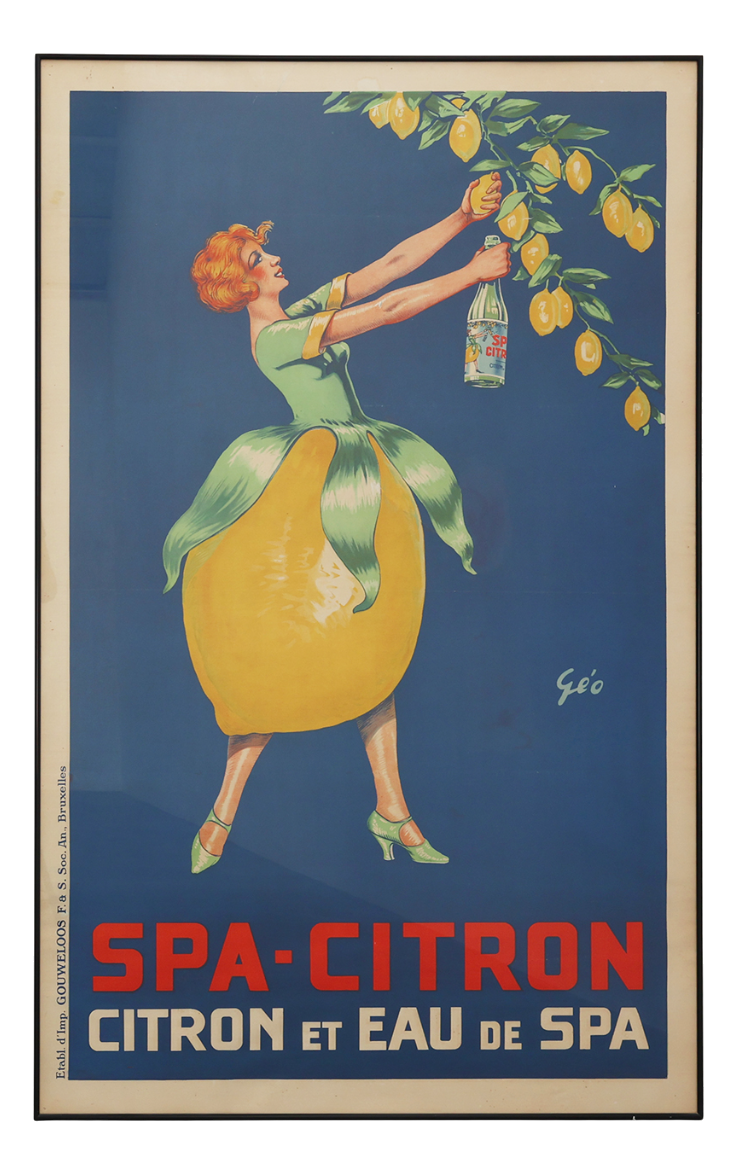 Large Art Deco Poster by Geo for Spa, Belgium, 1925 | Chairish