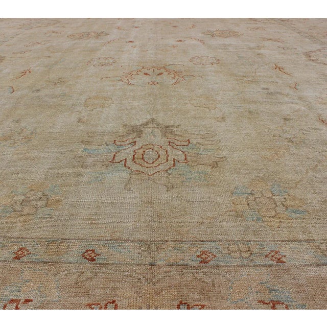 Large Turkish Oushak Rug With Pastel Colors and All-Over Floral Design For Sale In Atlanta - Image 6 of 13