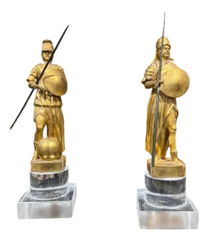 Tuscan Artist, Warrior Sculptures, 1700, Gilded Wood, Set of 2