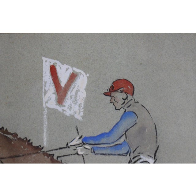 Mid 20th Century Forbra W/ Gerald Hardy Up-Valentines 2nd Time Grand National '34 Watercolor and Gouache by Paul Brown For Sale - Image 5 of 7