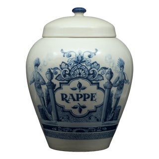 Vintage Tinglazed Blue Tobacco Jar from Makkum Tichelaar Delft, 1960 For Sale