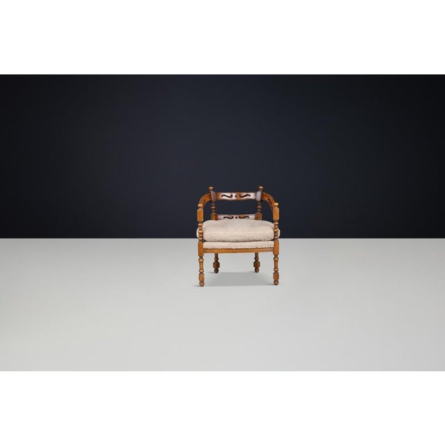 Vintage Italian Armchair in Carved Wood, 1975 For Sale - Image 4 of 10