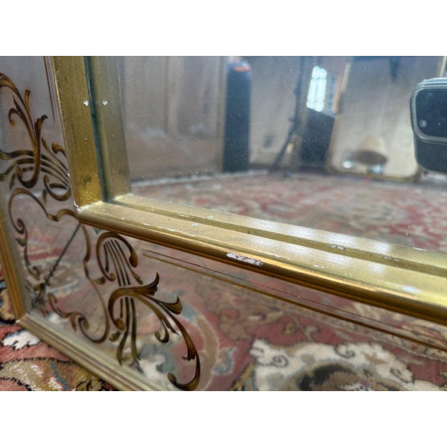 Art Nouveau Bistro Mirror in Verre Églomisé, 1960s For Sale - Image 4 of 7