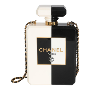 White Black Plexiglass Perfume Bottle Clutch