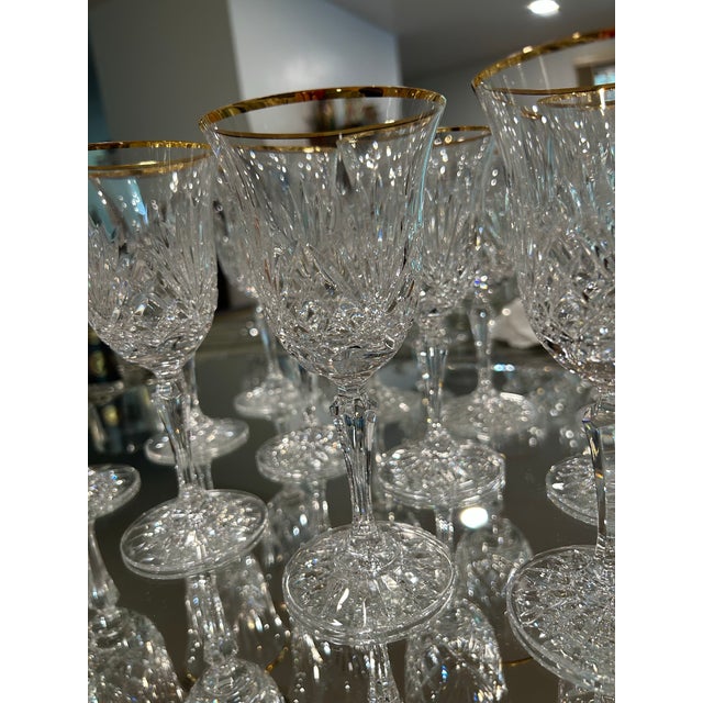 Glass 1990s Miller Rogaska Crystal Wine Glasses in Richmond Pattern With Gold Rimmed Trim- Set of 12 For Sale - Image 7 of 10