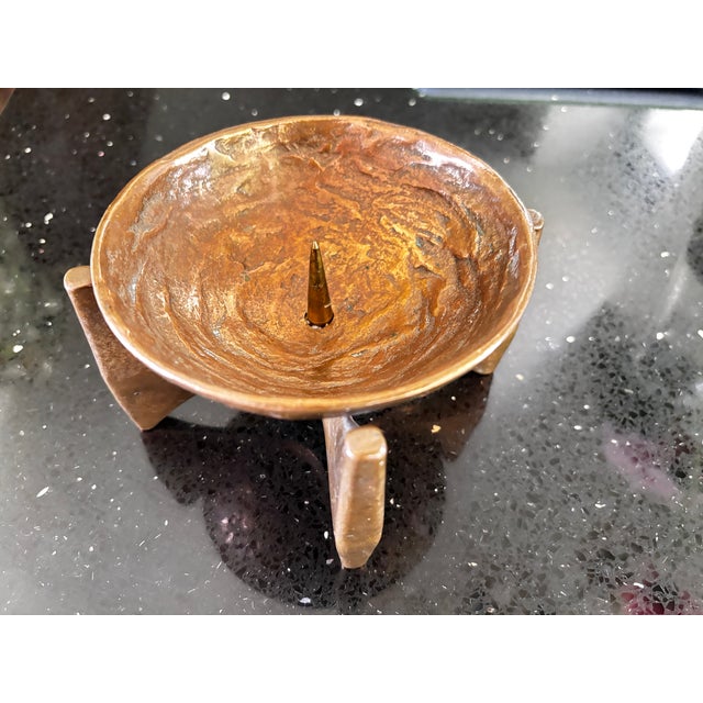 Brutalist Bronze Candlestick by Michael Harjes, Germany, 1960 For Sale - Image 9 of 10