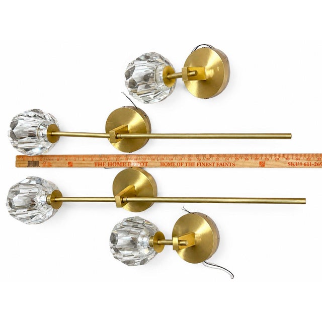 Late 20th Century Zeev Lighting Brass Wall Sconce Parisian Contemporary Design - Set of 4 For Sale - Image 4 of 6