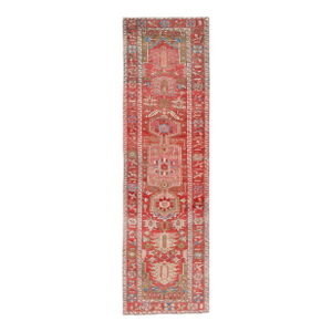 Antique Persian Serapi Gallery Runner With Medallion Design 4'9 X 16'9