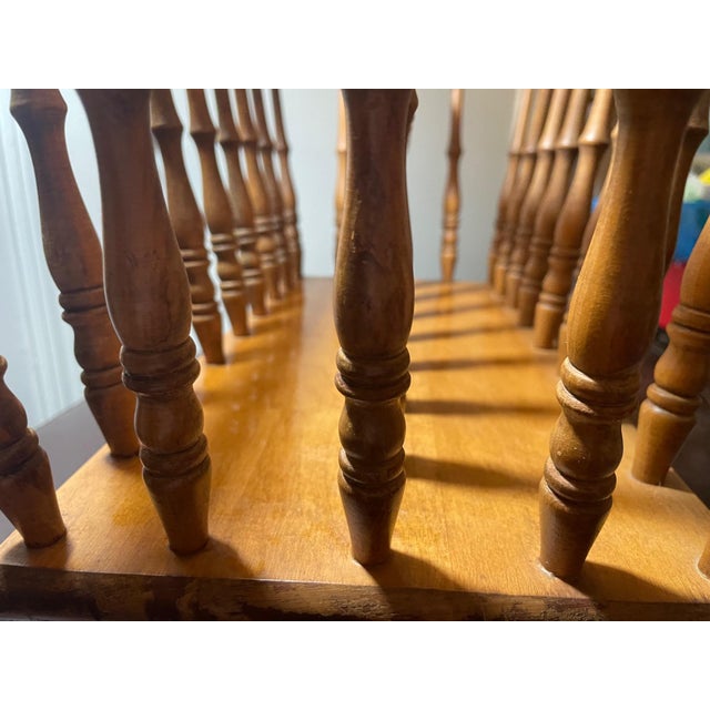 Vintage Wooden Spindle Magazine Rack With Arched Handle For Sale - Image 4 of 5