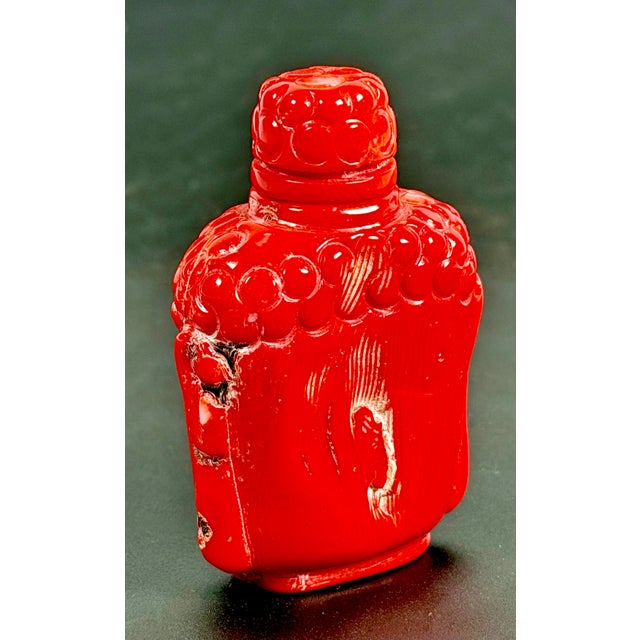 Rare Red Coral Buddha Head Snuff Bottle For Sale - Image 9 of 13