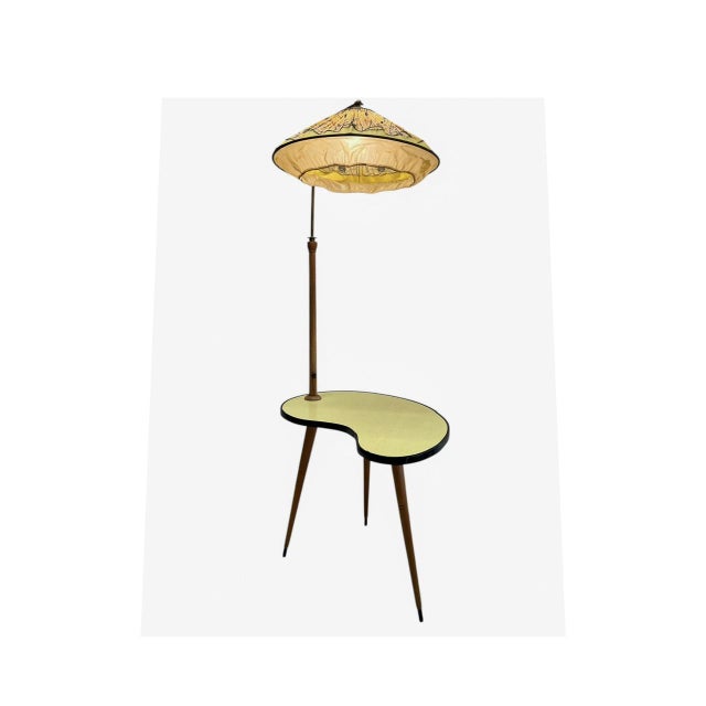 Vintage Kidney Table with Floor Lamp, France, 1950s For Sale - Image 15 of 16