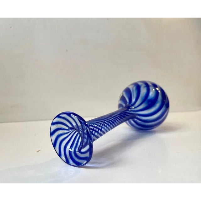 Art Glass Blue Twisted Vase by Martin B. Møller for Glashytten, 2000s For Sale - Image 4 of 9