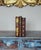 Set of 3 antique leather books in high quality books binding with gold ornament and marble papers - great as interior...