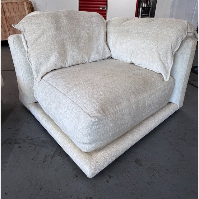 Cream Montauk "Jill" Modular Sofa in Cream Off-White Velvet For Sale - Image 8 of 17