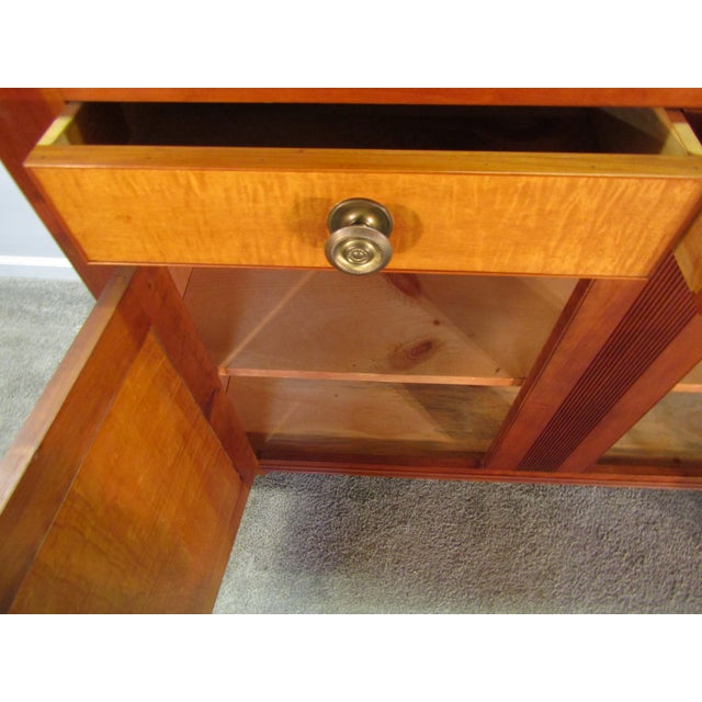 Brown Eldred Wheeler Custom Made Solid Cherry and Tiger Maple Cupboard For Sale - Image 8 of 12