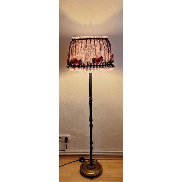 Vintage Floor Lamp with Brass and Black Beechwood Base by Lamplove For Sale - Image 11 of 11