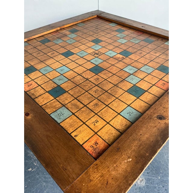 Vintage Monumental Wood Scrabble Board Game Table For Sale - Image 4 of 17