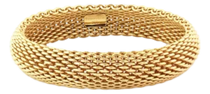 Tiffany & Co. Somerset 18k Yellow Gold 16mm Wide Mesh Flex Bracelet