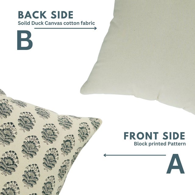 Fabdivine Artisan Block Print Throw Pillow Cover 14x14 Inch Duck Canvas-Bheeshma For Sale - Image 4 of 5