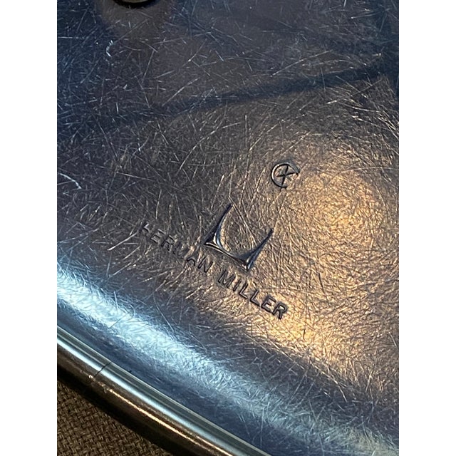 Herman Miller Vintage Blue Vinyl and Fiberglass Chair by Charles and Ray Eames for Herman Miller, 1950s For Sale - Image 4 of 18