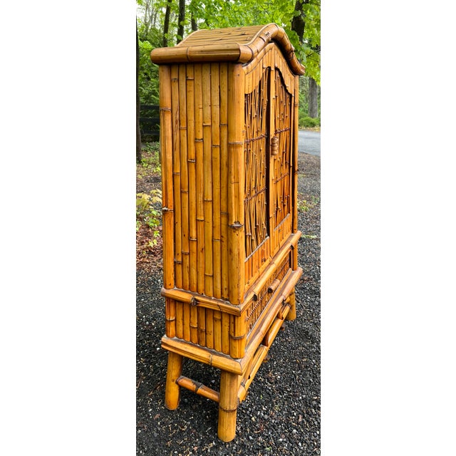 Vintage Palm Beach Regency Bamboo Cabinet For Sale - Image 10 of 12