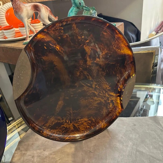 1970s 1970s Mid-Century Modern Brass and Fake Tortoiseshell Lucite Tray by Guzzini For Sale - Image 5 of 9