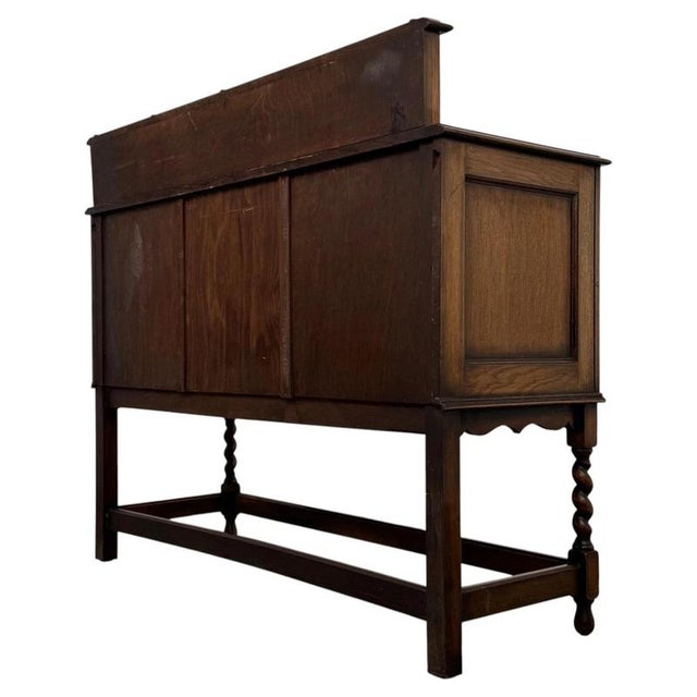 Brown Antique Early 20th Century English Jacobean Oak Sideboard For Sale - Image 8 of 13