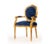 1990s French Tufted Chair Blue Velvet Chair Gold Leaf Chair For Sale - Image 5 of 7