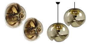 Sconces and Pendant Lights by Koch & Lowy for Peill & Putzler, 1970s, Set of 4