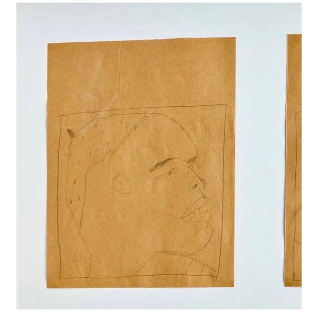 American James Brown, Nuba 1981 Graphite Drawing on Brown Paper James Brown Galerie Bernd Kluser, 1981 For Sale - Image 3 of 17
