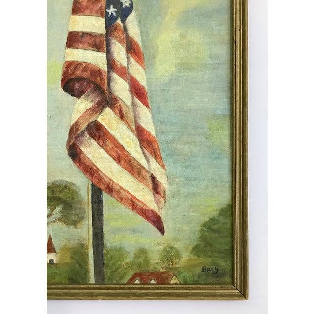 1950s Vintage American Flag Oil Painting For Sale - Image 5 of 7