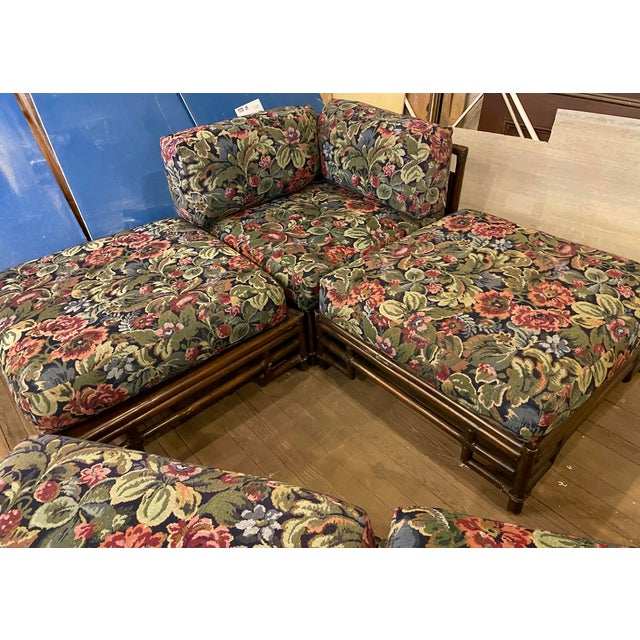 Asian Mid 20th Century Ficks Reed Bamboo Rattan Modular Sectional Corner Chairs Chaise Couch Set For Sale - Image 3 of 12