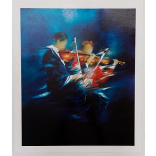 Victor Spahn, Violin Duo Concert, Original Color Screen Print For Sale