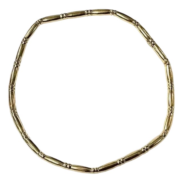 14k Yellow Gold Bamboo-Style Bangle Bracelet For Sale