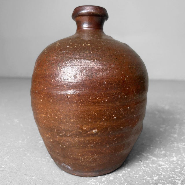Brown Taishō Era Organic Tokkuri Flask, Nagoya, Japan, 1920s For Sale - Image 8 of 12