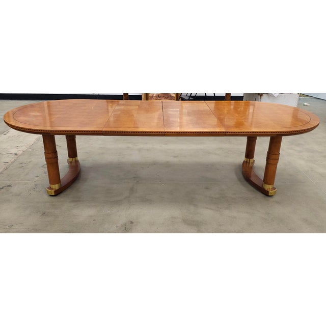 Modern Attributed to Hickory White Genesis Banded and Inlaid Maple Extension Dining Table For Sale - Image 3 of 17