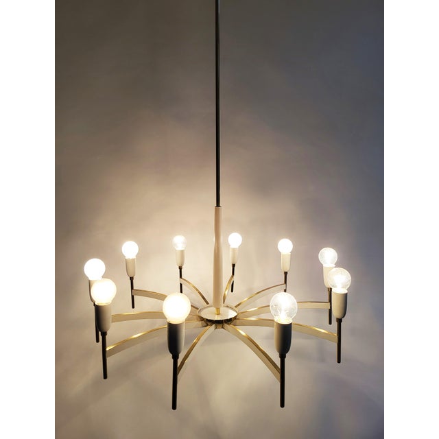 Rupert Nikoll Mid-Century Modern Austrian Brass Chandelier by Rupert Nikoll, 1950s For Sale - Image 4 of 15