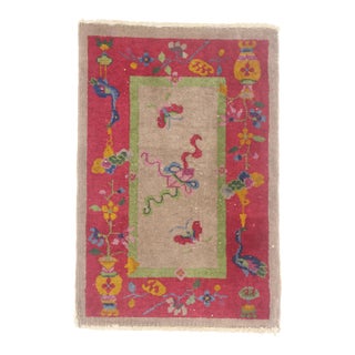 Antique Chinese Art Deco Rug, 02'00 X 02'09 For Sale